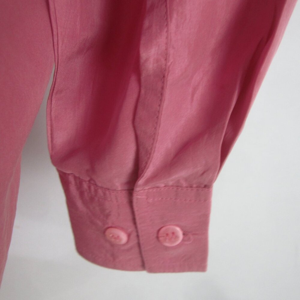 Vtg Wanted Women M Mauve Pink Painted Metallic LS Silk Western Cowboy Shirt - Picture 10 of 14